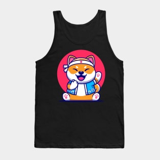 Cute Shiba Inu Dog With Japanese Costume Cartoon Tank Top